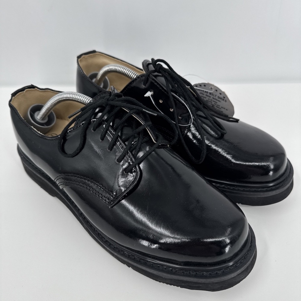 VTG Fayva Men's Patent Leather Black Handmade Oxfords Sz. 9.5 Dead Stock NEW